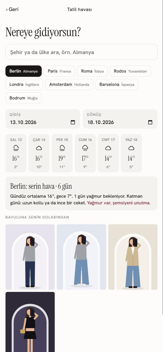 Tatil havası ekranı: Berlin için altı günlük hava ve bavul önerisi